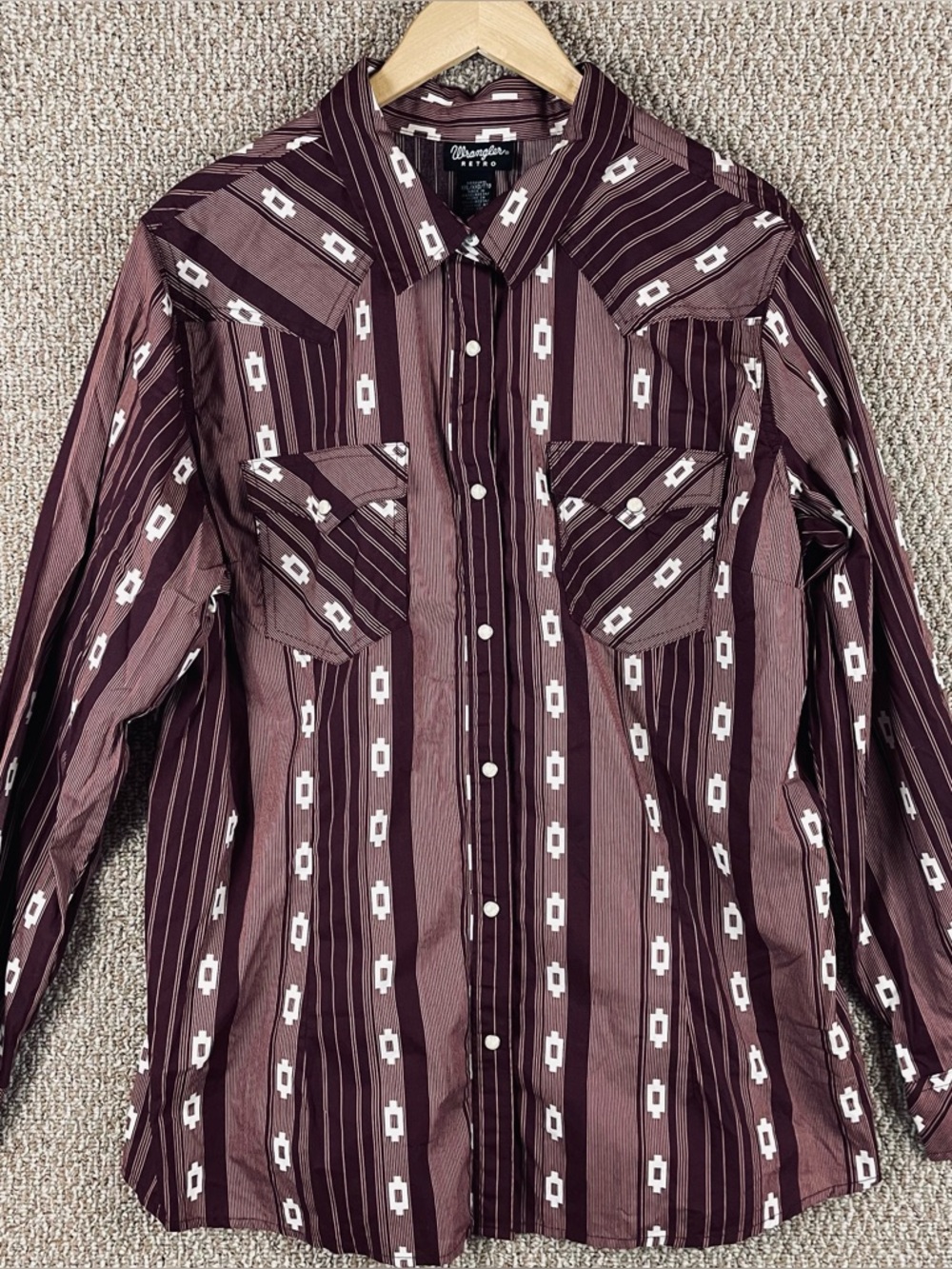 Wrangler Western Shirt Mens XXL Aztec Cowboy Long Sleeve Pearl Snap Rodeo T194